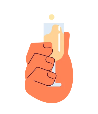 Hand toasting glass with sparkling wine  Illustration