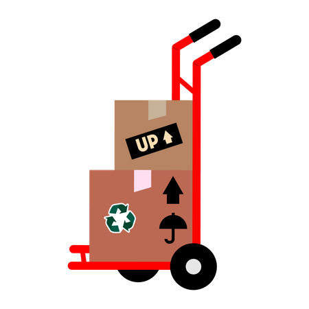 Hand trolley with boxes  Illustration