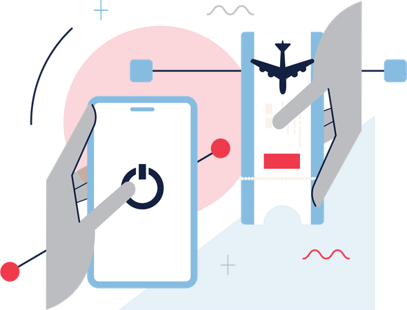 Hand turn off mobile for flight  Illustration