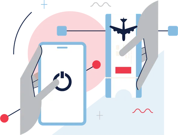 Hand turn off mobile for flight  Illustration