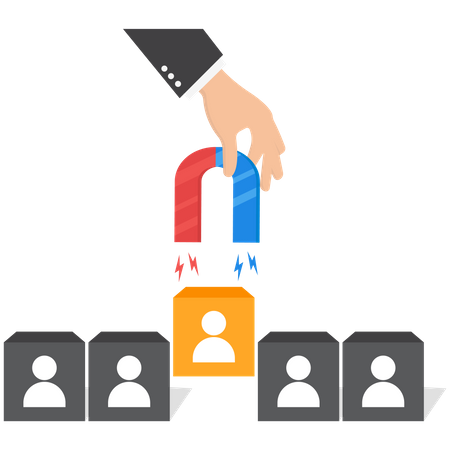 Hand using magnet to magnetize Human resources  Illustration