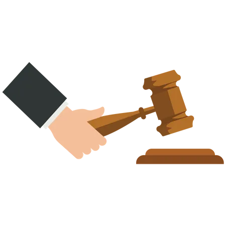 Hand with a gavel  Illustration