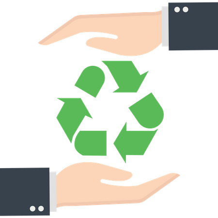 Hand with a recycle symbol  Illustration