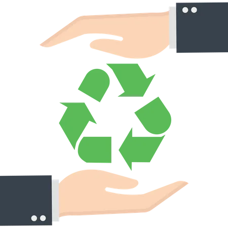 Hand with a recycle symbol  Illustration