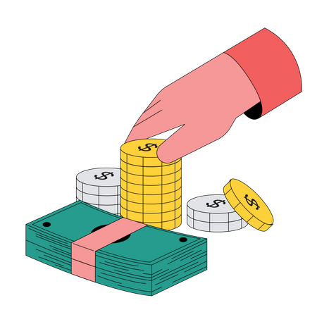 Hand with cash and dollar  Illustration