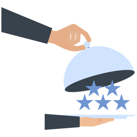 Hand with Cloche Revealing Stars on a Tray  Illustration