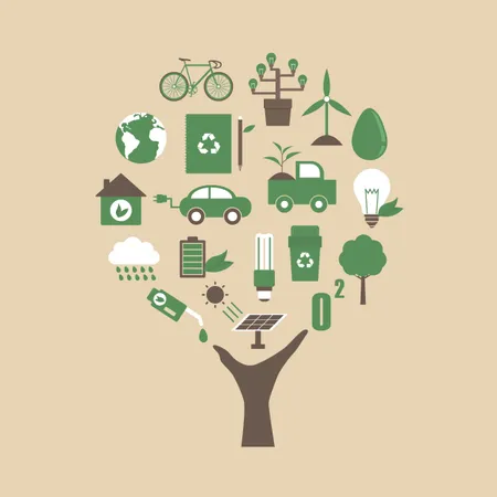 Hand With Ecological Icon  Illustration