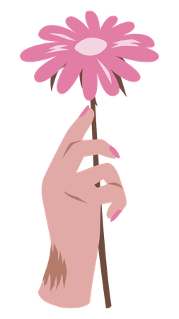 Hand with flower for breast cancer awareness  일러스트레이션