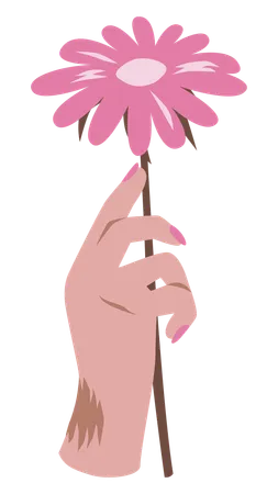 Hand with flower for breast cancer awareness  Illustration