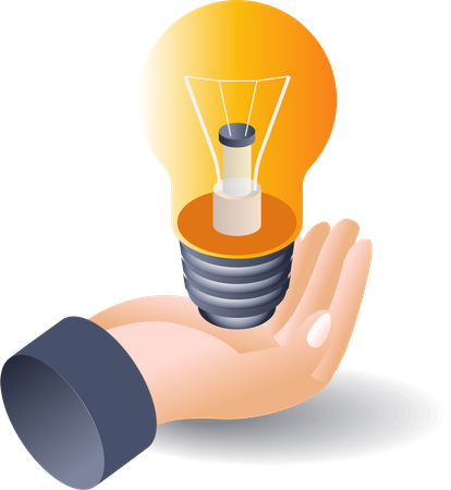 Hand with lamp  idea  Illustration