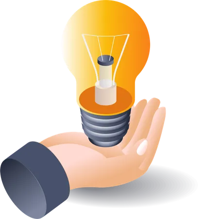 Hand with lamp  idea  Illustration