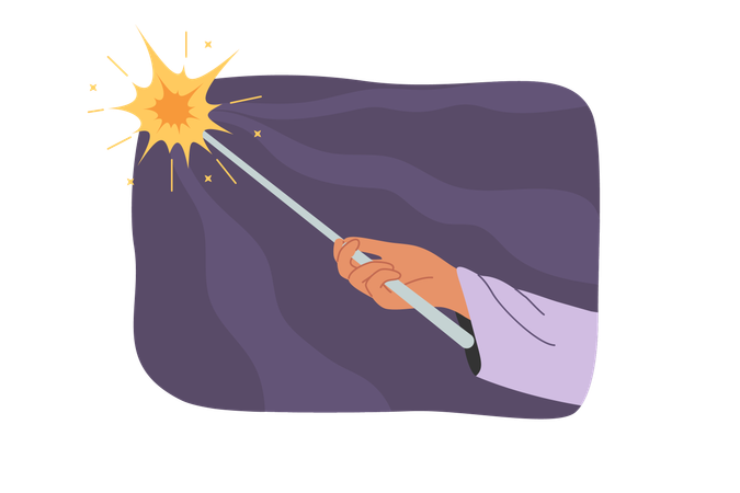 Hand with magic wand  Illustration