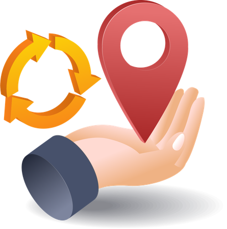 Hand with map location pin  Illustration