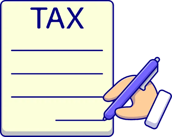 Hand With Pen Sign Tax Agreement  Illustration