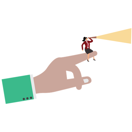 Hand zeigt Weg für Geschäftsfrau  Illustration
