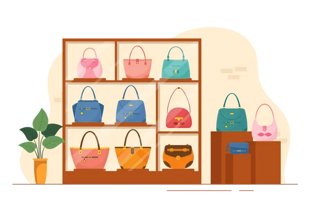 Handbag store product display  Illustration