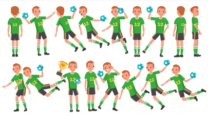 Handball Player Male, Female Vector Illustration Pack