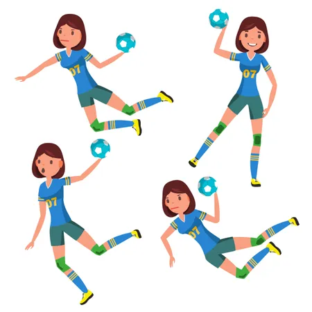 Handball Player Female Vector Illustration