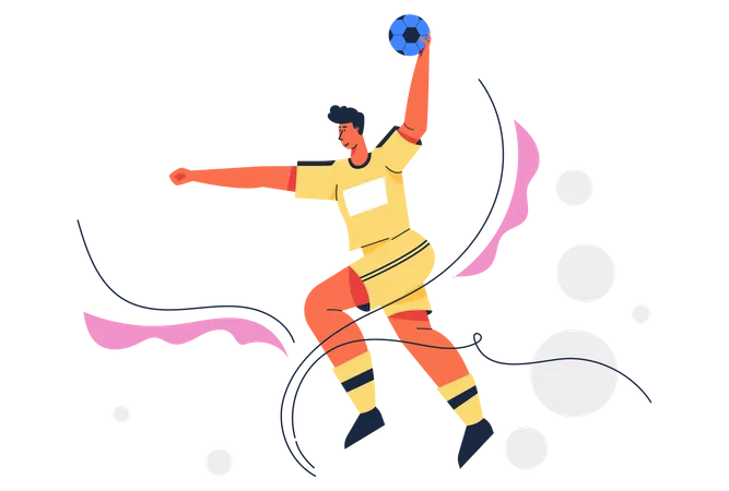 Handball player jumping with the ball  Illustration