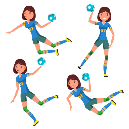 Handballspieler, Weiblich, Vektor  Illustration