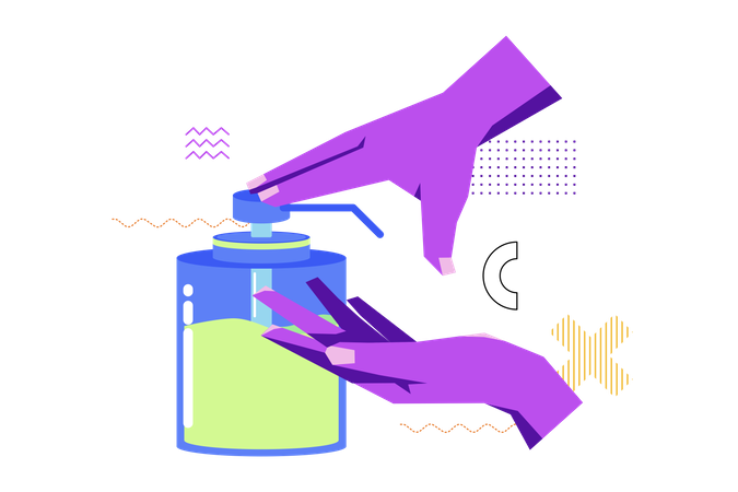 Handdesinfektionsmittel Anwendung  Illustration