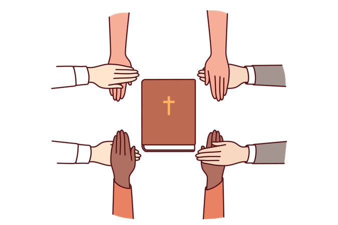 Hände christlicher Gläubiger hielten Bibel  Illustration