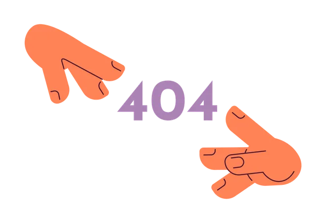 Hände greifen nach Fehler 404  Illustration