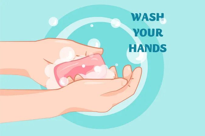 Waschen Sie Ihre Hände mit Seife  Illustration