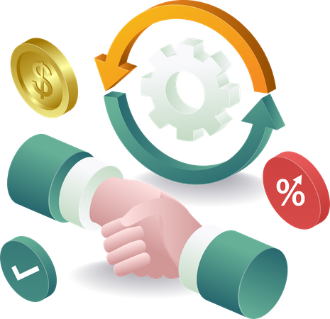 Handschlag zur Vereinbarung geschäftlicher Zusammenarbeit  Illustration