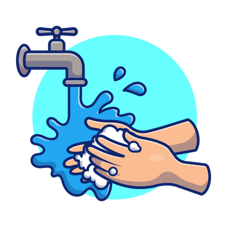 Händewaschen mit Wasser und Seife  Illustration