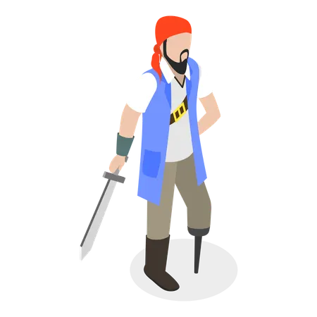 Handicap Marine Pirates holding sword  Illustration