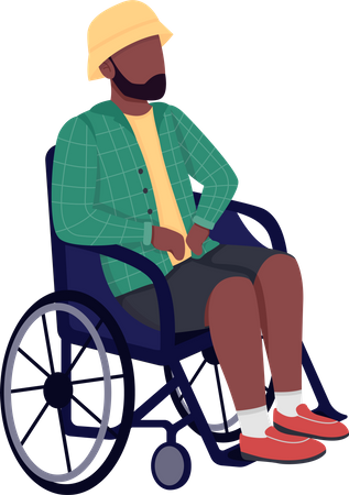 Homme africain handicapé en fauteuil roulant  Illustration