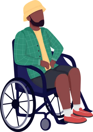 Homme africain handicapé en fauteuil roulant  Illustration