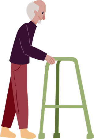 Vieil homme handicapé  Illustration