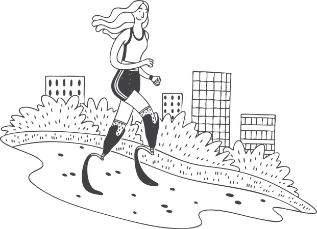 Handicapped girl is running  Illustration