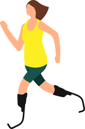 Handicapped girl running  Illustration