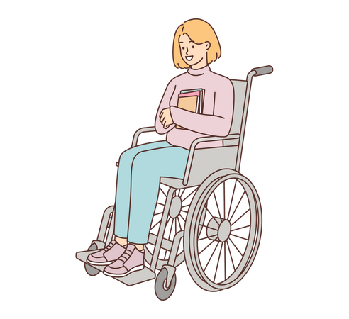 Handicapped girl sitting in wheelchair  Illustration