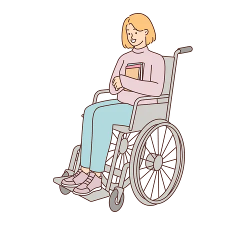 Handicapped girl sitting in wheelchair  Illustration