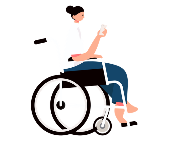 Handicapped Girl using mobile  Illustration