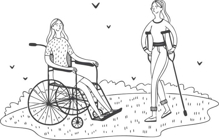 Handicapped girls  Illustration