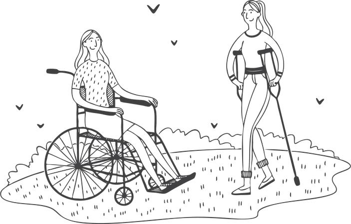 Handicapped girls  Illustration