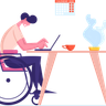 handicapped male working on laptop illustration svg