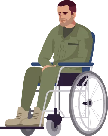 Handicapped man sitting on wheelchair Illustration