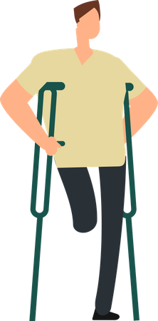 Handicapped man with crutches Illustration