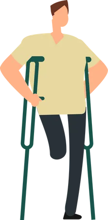 Handicapped man with crutches  Illustration