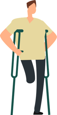 Handicapped man with crutches  Illustration