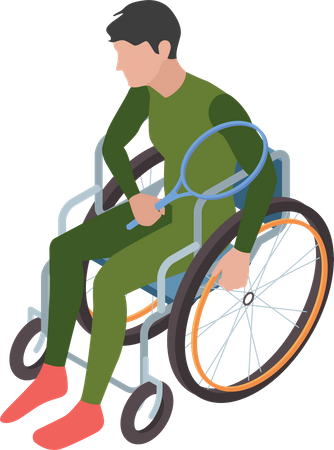 Handicapped player playing tennis Illustration