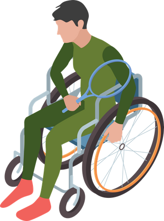 Handicapped player playing tennis  Illustration