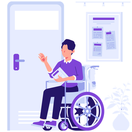 Handicapped student going to school  Illustration