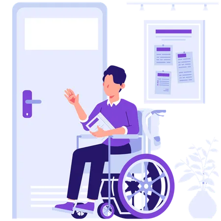 Handicapped student going to school  Illustration